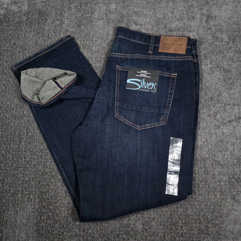 NWT Silver Jeans Co Machray Athletic Fit Straight Leg Jeans Dark Wash 36x30 NEW